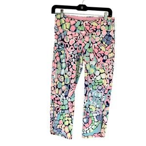 Lilly Pulitzer Womens Luxletic Leggings Medium Capri Abstract Patterned Colorful